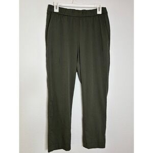 HM Womens Olive Green Elastic Waist Crepe Ankle Pants Size 12 Straight Leg